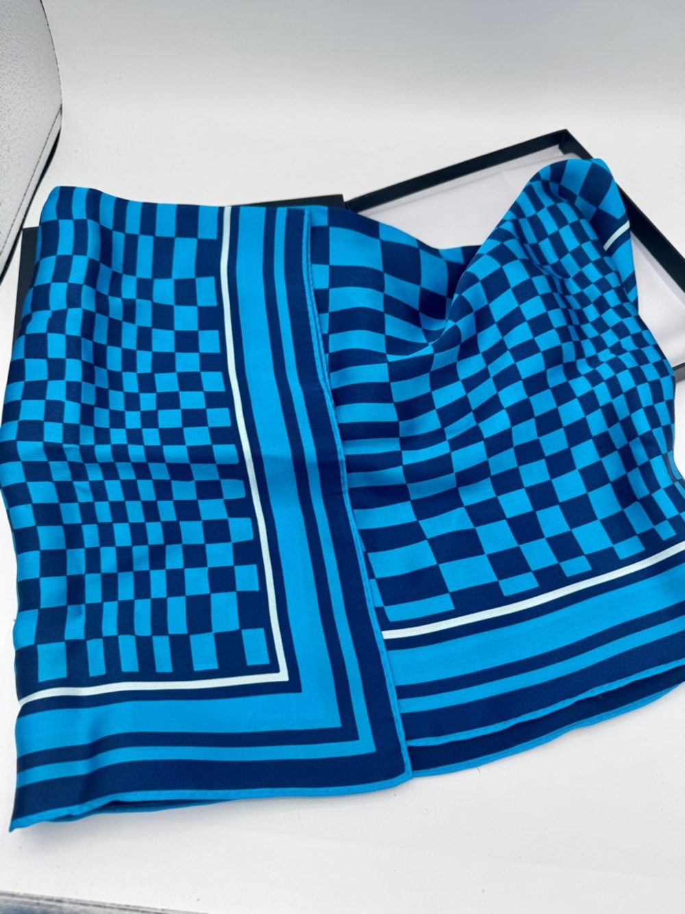 NWT Porsche x Soho House Blue Pasha Scarf Bandana - Satin Silk Material , New